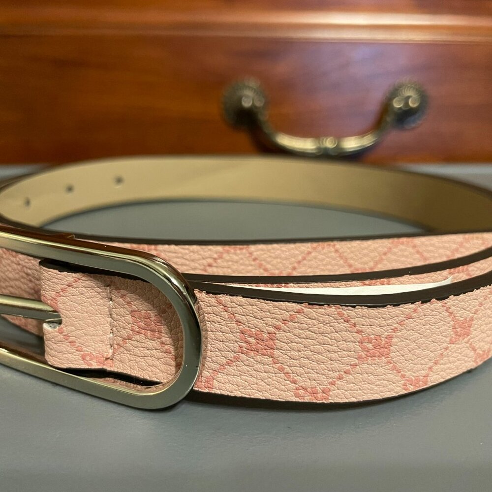 Steve Madden Pink "SM" Monogram Belt - Size Large - Picture 3 of 4